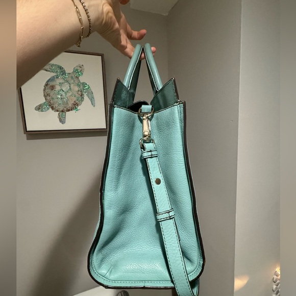 Kate Spade Tiffany Blue Leather Purse Handbag Satchel Work Tote - Picture 3 of 9